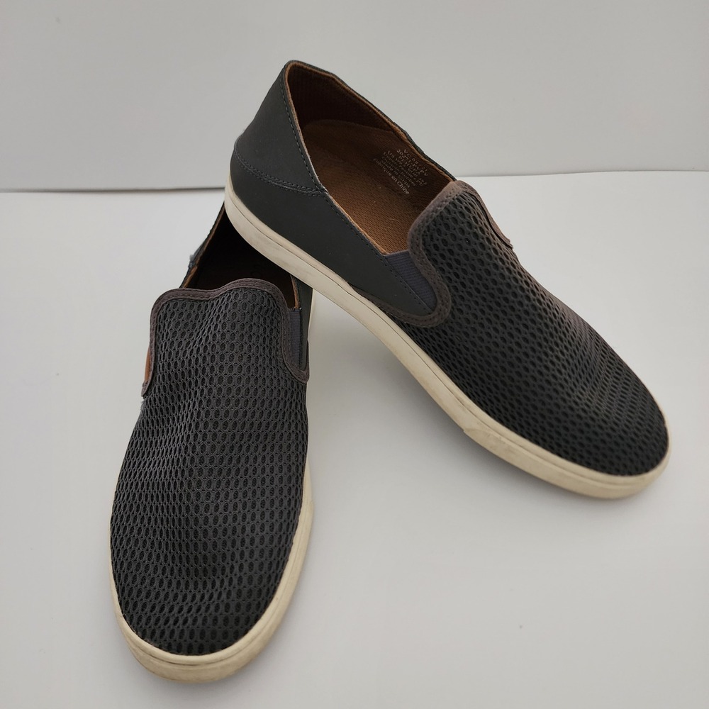 OluKai Pehuea Women's Gray Mesh Slip On Casual Loafers Comfort‎ Shoes Size 9.5